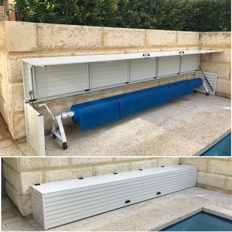 Make Your Pool Area Event Better! With a Pool Blanket Box - Sustain Outdoors Pool Blanket Boxes, Pool Blanket Storage, Pool Shed Storage Ideas, Outdoor Pool Storage Ideas, Outside Pool Area Ideas, Pool Pump Cover Ideas, Pool Shade Ideas, Pool Storage Ideas, Pool Area Ideas