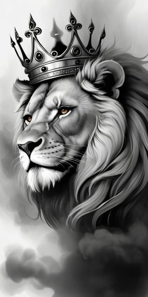 Lion With Crown Tattoo Design, Lion With Crown Tattoo, Leo Lion Tattoos, Lion With Crown, Lion Art Tattoo, Abstract Tattoo Ideas, Lion Sketch, Crown Drawing, Lion Tattoo Sleeves