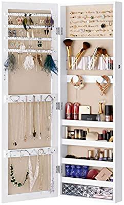 Mirror Jewelry Cabinet, Makeup Storage Organizer, Wall Mounted Jewelry Armoire, Jewelry Armoires, Wall Storage Cabinets, Mirror Jewelry Storage, Mirror Jewelry, Mirror Jewelry Armoire, Mirror Jewellery Cabinet