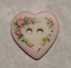 Pretty Buttons, Button Bag, Crochet Fairy, Pink Border, Cute Buttons, Heart Button, Rose Cottage, Antique Buttons, Painted Porcelain