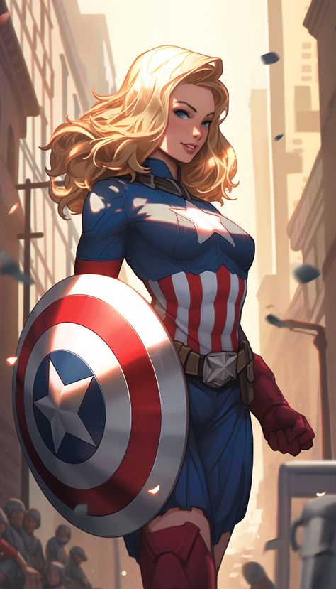 Female Captain America, Marvel Comics Characters Art, Female Captain, Capt America, Female Comic Characters, Patriotic Projects, Captain America Comic, Anime Elf, Female Superhero