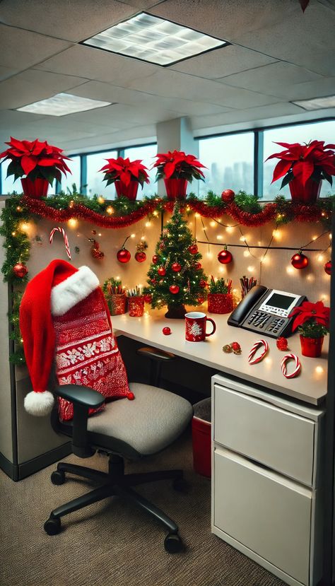 🌟 20+ Christmas Office Decorating Ideas You Haven't Tried Yet Christmas Decoration Office Ideas, Christmas Decoration Office Cubicles, Office Decoration Christmas, Christmas Cubicle Decorations Simple, Office Cubical Christmas Decor, Cubicle Decor Ideas Christmas, Cubicle Holiday Decorations, Diy Christmas Decorations Office, Diy Christmas Desk Decorations