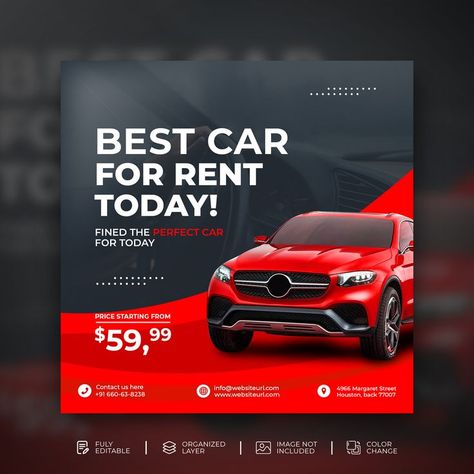 Advert Design, Facebook Ads Design, Car Advertising Design, Digital Advertising Design, Flyer Design Layout, Graphic Design Books, Graphic Design Flyer, Social Media Design Inspiration, Graphic Design Lessons