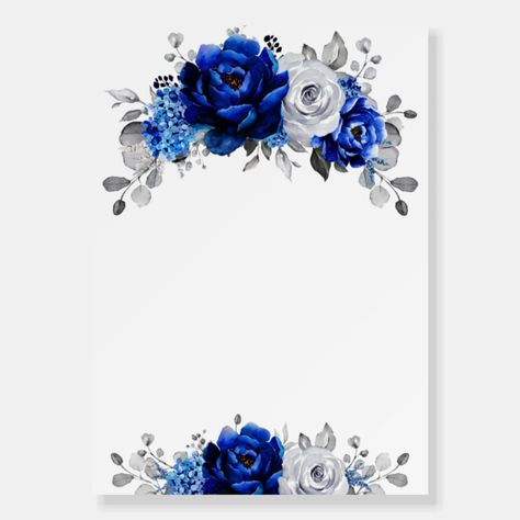 Royal Blue White Silver Metallic Wedding Welcome Foam Board | Zazzle Blue And White Invitation Template, Royal Blue And Silver Background, Royal Blue Silver Wallpaper, Blue Florals For Wedding, Royal Blue Flowers Background, Royal Blue And White Wedding Invitations, Royal Blue Wedding Invitations Templates, Royal Blue Invitation Background, Blue And Silver Background