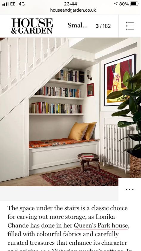 Entrance Under Stairs, Staircase Cupboard, Stair Bookcase, Living Room Under Stairs, Staircase In Living Room, Under The Stairs Ideas, Stair Bookshelf, Staircase Bookshelf, Stairs Nook