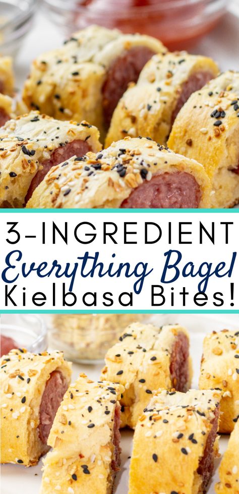 Kielbasa Bites Appetizers, Kielbasa Bites, Everything Bagel Seasoning, Bagel Bites, Bagel Seasoning, Appetizers Easy Finger Food, Quick And Easy Appetizers, Finger Foods Easy, Boat Food