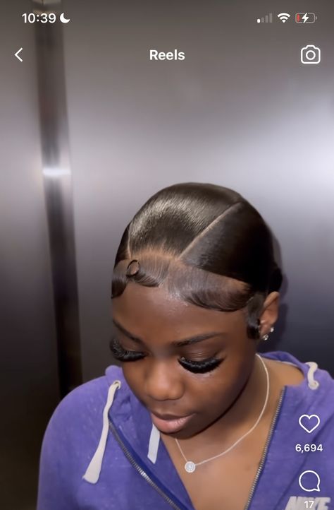 Low Bun With Pieces Out, Hair Styles 4c Short, V Part Slick Back Bun, Cream Hair Hairstyles, Natural Hair Styles 4c Short, V Part Bun, V Part Slick Back, V Part Ponytail, V Part Slick Back Ponytail