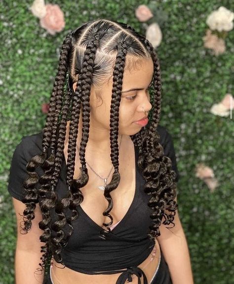 Coo Leray Braids Short, Jumbo Coi Leray Braids With Curls, Large Coi Leray Braids, Coi Lorey Hair Braids, Coi Leray Braids Parting, Coi Larey Braids, Corey Leray Braids, Koi Leray Braids, Cori Leroy Braids