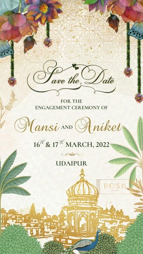 Royal Theme Wedding Invitations, Udaipur Wedding Invite, Wedding Invites Templates, Save The Date Ideas Indian Wedding, Jaipur Wedding Invite, Save The Date Wedding Invite, Indian Wedding Illustration Art, Royal Invitation Template, Save The Date Templates Indian