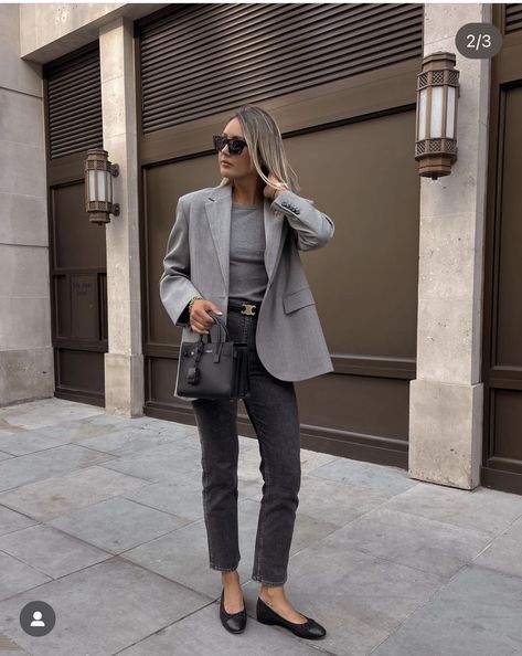 Grey Blazer Outfit Work, Grey Blazer Outfit, Scandi Fashion, Jacket Outfit Women, Blazer Outfits For Women, Minimal Outfit, Grey Outfit, Grey Blazer, Pinterest Fashion