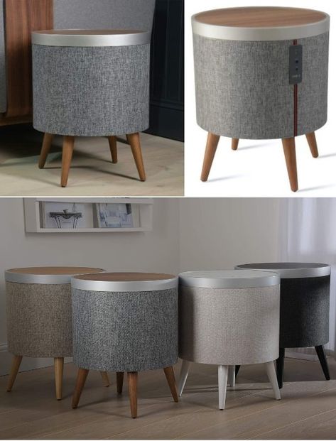 Koble Zain Side Table with Speaker & Wireless Charging Pad Kursi Ban, Speaker Table, Mid Century Interior, Office Furniture Design, Diy Furniture Renovation, Bench Stool, Charging Pad, Wireless Charging Pad, Furniture Renovation