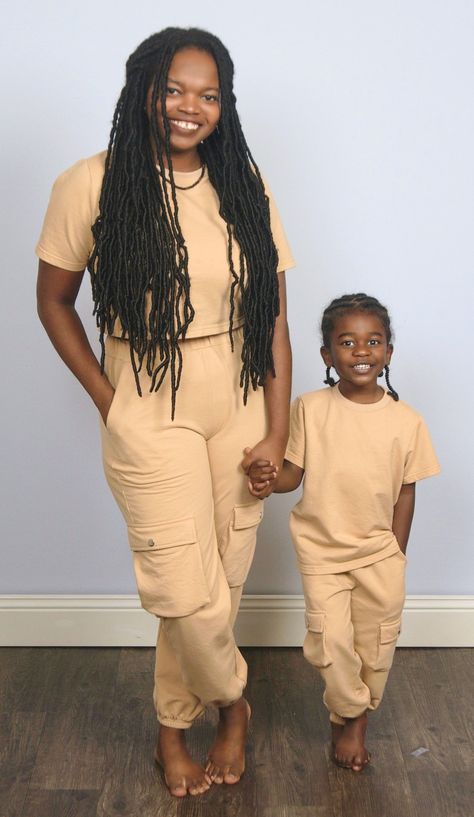 Matching Beige Jogger Sets Mom And Son Matching Outfits, Mother Son Matching Outfits, Mom And Son Matching, Minimalistic Clothing, Kid Picture, Mom And Son Outfits, Semi Casual Outfit, Son Outfits, Outfits For Moms