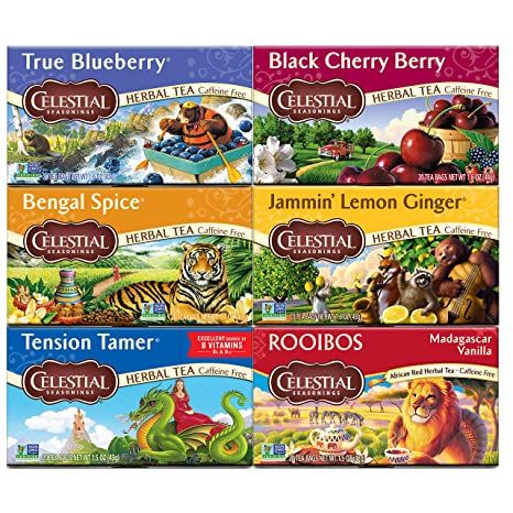 Celestial Seasonings Tea, Blueberry Tea, Vintage Celestial, Celestial Seasonings, Caffeine Free Tea, Tea Varieties, Ginger And Cinnamon, Lemon Ginger, Spice Tea