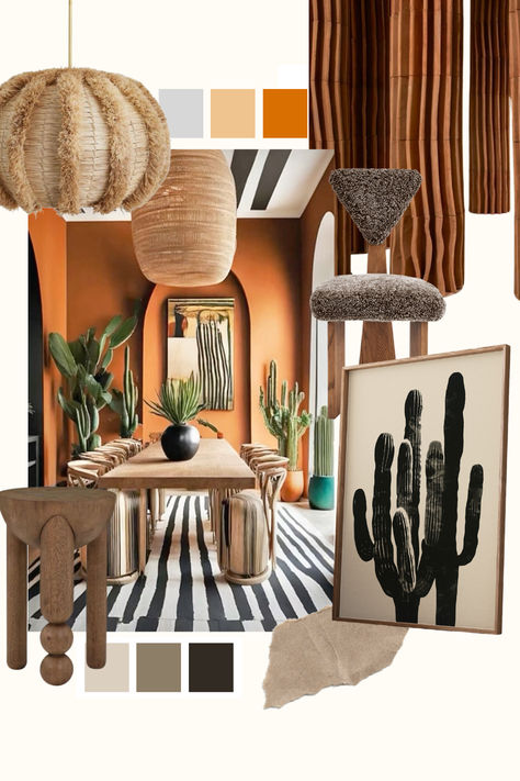 Get inspired by this warm, desert-modern dining room featuring earthy tones, natural textures, and bold statement art. Perfect for those who love boho-chic interiors with a modern twist. Explore curated decor ideas, including striking wall art, cozy textures, and sculptural furniture to transform your space into a stylish oasis. Pin this look and shop similar artwork to complete your design vision Modern Desert Home Interiors, Desert Modern Decor, Desert Homes Interior, Desert Chic Decor, Modern Desert Home, Boho Chic Interior, Desert Chic, Sculptural Furniture, Modern Desert