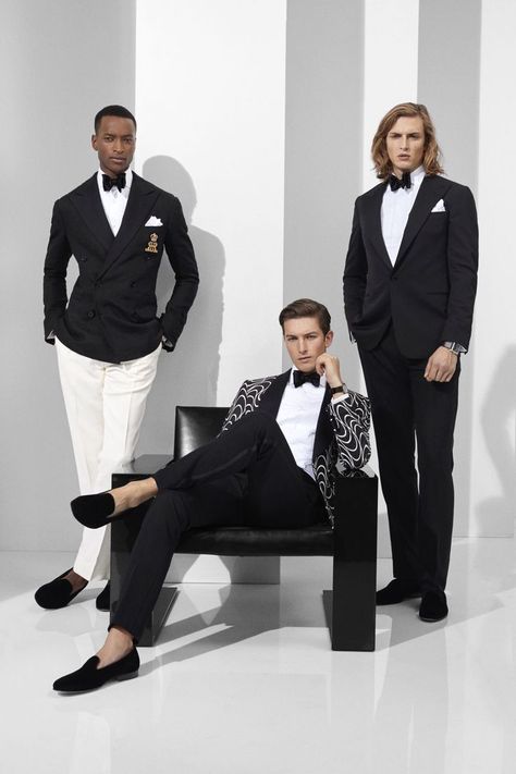 Group Photoshoot, Graphic Jackets, Minimalist Black And White, Fashion Unique, Mens Fashion Classy, Purple Label, Tuxedo For Men, Stylish Mens Outfits, Ralph Lauren Purple Label