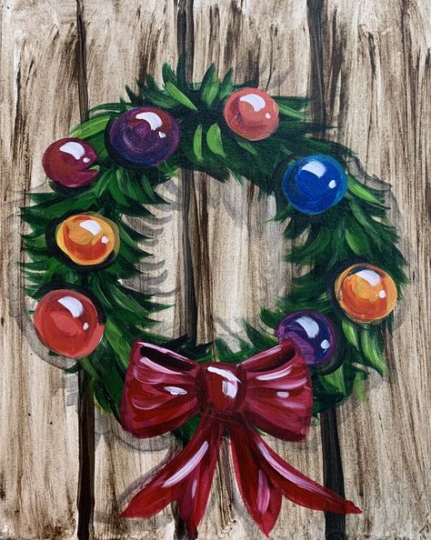 Acrylic Painting Christmas Party Pictures, Christmas Canvas Art, Acrylic Art Projects, Christmas Paintings On Canvas, Canvas Art Projects, Christmas Rock, Holiday Painting, Canvas Painting Designs, Winter Painting