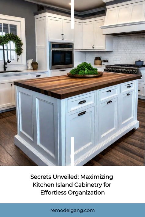 Unlock the secrets to kitchen island cabinetry that seamlessly blends organization with style! Discover 10 captivating cabinet styles designed to elevate your culinary space. From sleek modern to rustic charm, elevate your kitchen's functionality and aesthetics with these expert tips and design inspiration. Kitchen Island With Base Cabinets, Kitchen Islands With Storage, Kitchen Island Using Stock Cabinets, Island Drawers, Cabinet Storage Solutions, Counter Clutter, Kitchen Island Cabinets, Stock Cabinets, Utensil Organization