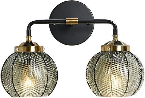 Qufute Mid Century Vanity Light Black Bathroom Wall Light Fixtures Green Glass Wall Sconce lamp Ribbed Glass Shade Modern Art Deco Vanity Lights for Over Mirror Bedroom Hallway 2 Lights - Amazon.com Art Deco Light Fixture, Bathroom Wall Light Fixtures, Glass Pendant Lighting Kitchen, Mid Century Vanity, Vanity Lamp, Mirror Bedroom, Wall Mount Light, Art Deco Vanity, Metal Light Fixture