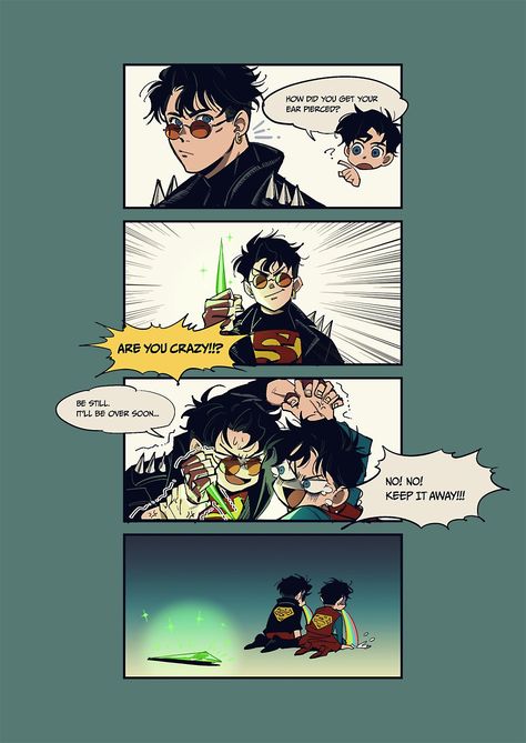 Tackle Hug Pose Reference, Kon And Jon Kent, Kent Family Dc, Jondami Comic, Superman X Batman Fanart, Batfam Comics, Supersons Fanart, Dp X Dc, Batman Family Fanart