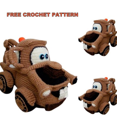 Amigurumi Cars Tow Mater Free Crochet Pattern - Amigurumi SDBES Crochet Gnomes, Disney Crochet Patterns, Tow Mater, Crochet Car, Crochet Disney, Crochet Panda, Easter Crochet Patterns, Crochet Animals Free Patterns, Free Amigurumi Patterns