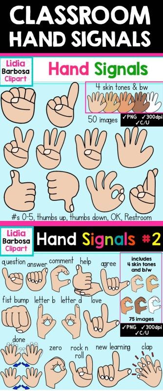 Classroom Hand Signals Clipart. GREAT FOR MAKING CLASSROOM VISUALS! Kindergarten Routines, Classroom Hand Signals, Art Teaching Resources, Classroom Makeover, Classroom Strategies, Phonics Practice, Hand Signals, Class Management, Becoming A Teacher