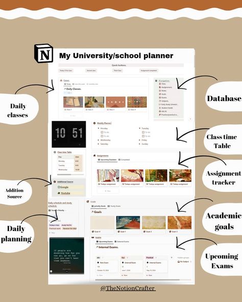 notion study planner template Notion Templets, Notion Templates For Students, Study Planner Free, Free Notion Templates, School Planner Template, Notion Inspo, Notion Ideas, Life Planner Organization, Wedding Organizer Planner