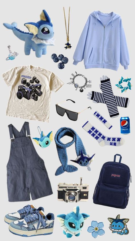 blue!! #vaporeon #pokemon #blue #outfit #blue_outfit #aesthetic Pokemon Outfits Ideas, Staple Outfits, Pokemon Outfits, Pokemon Blue, Pokemon Clothes, Oc Inspo, Clothing Staples, Outfit Aesthetic, Blue Outfit