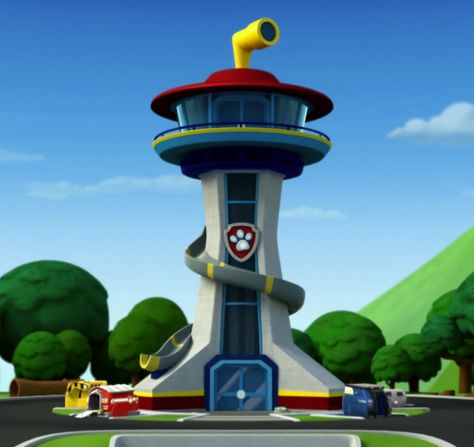 The headquarters of the PAW Patrol The Lookout is a tower in the city of Adventure Bay that houses the titular PAW Patrol. 1 About 2 Areas within the Lookout 2.1 Ground base 2.2 Garage 2.3 Lobby 2.4 Elevator 2.5 Change room 2.6 Observatory 2.7 Slide 2.8 Pole 2.9 Underground Maintenance Area 2.10 Underground Storage Facility 3 Inhabitants 4 Services 4.1 Rescue headquarters The Lookout is a residential tower with architecture similar to the CN Tower, the Space Needle in Seattle, Washington and the Paw Patrol Tower, Paw Patrol Lookout, Paw Patrol Vehicles, Save The Sea Turtles, Paw Patrol Characters, Lookout Tower, Paw Patrol Pups, Paw Patrol Cake, Chase Paw Patrol