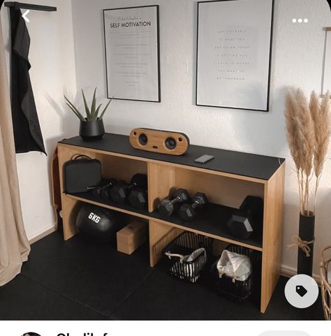 Fitness Equipment Storage Small Spaces, Gym Corner, Mini Home Gym, Small Home Gym Ideas, Home Gym Storage, Build Your Own Home, Gym Organizer, Home Gym Ideas, Home Gym Inspiration