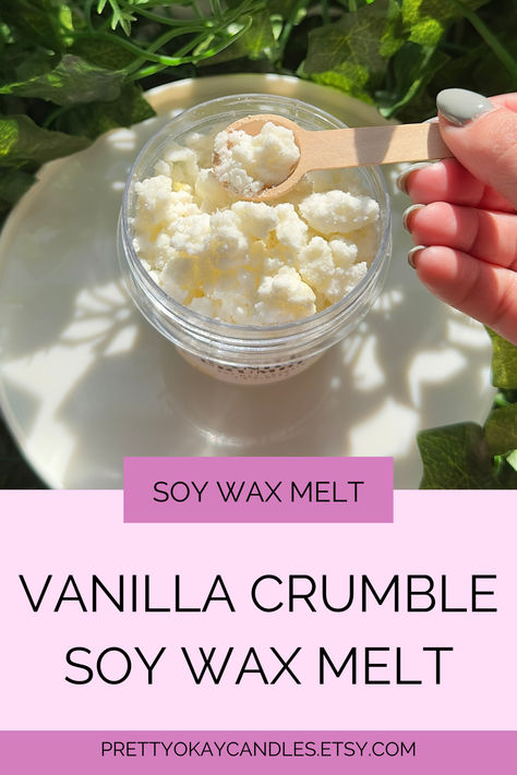 We love delicious-smelling wax in all forms - and now you can enjoy a smooth, mellow vanilla aroma in crumble form! Just scoop some Vanilla Crumble into your wax melter or even into an existing candle to jazz it up!

Looking to get more creative with your candle-making? Incorporating realistic wax crumbles into your candle designs can take your products to the next level.

Hand-poured and hand-crumbled in small batches to ensure yummy scent every time. Wax Crumbles, Candle Designs, Wax Melter, Baking Desserts, Dessert Candles, Wax Melters, Diy Recipes, Melting Candles, Designer Candles