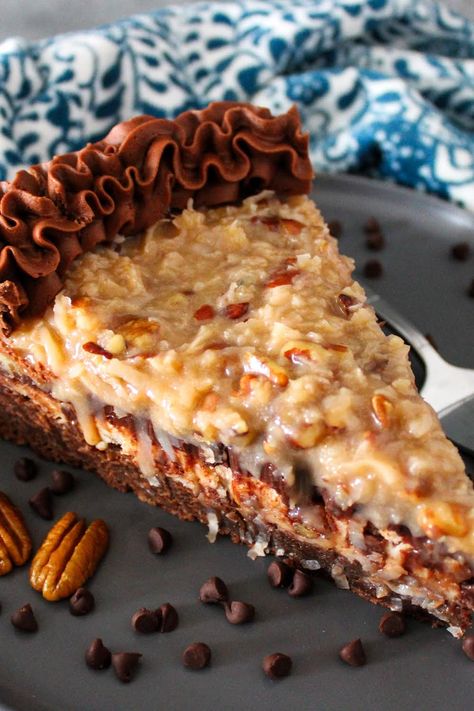 German Chocolate Cheesecake German Chocolate Cheesecake, Chocolate Cheesecake Recipe, Cheesecake Ingredients, Chocolate Cheesecake Recipes, Just A Pinch Recipes, Cheesecake Desserts, Easy Cheesecake, German Chocolate, Just A Pinch