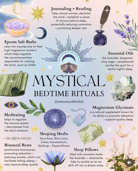 Herbal Diy, Bedtime Rituals, Bedtime Routines, Witch Spirituality, Bedtime Ritual, Witch Spell Book, Energy Healing Spirituality, Herbal Healing, Herbal Magic