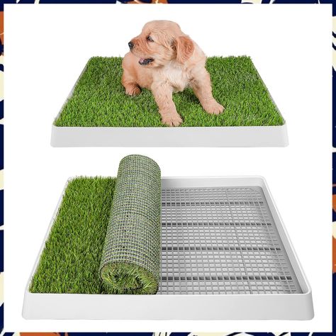 SUNTURF Dog Grass Pad with Tray, Dog Litter Box, Porch Potty for Puppy Pee Training, Porch Potty, Indoor Dog Potty, Dog Litter Box, Easy Potty Training, Dog Pee Pads, Dog Potty Training, Dog Potty, Fake Grass, Potty Training Puppy