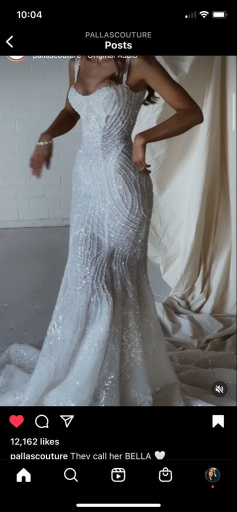 Wedding Dress Sparkle Mermaid, Glitter Mermaid Wedding Dress, Mermaid Wedding Dress Sparkly, Bejeweled Wedding Dress, Pearl And Lace Wedding Dress, Beaded Wedding Dress Crystal, Beaded Wedding Dresses, Sparkly Wedding Dress Mermaid, Pearl Wedding Dress Beaded