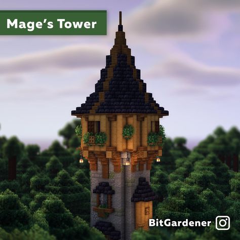 Mage Tower, Enchanting Room, Lookout Tower, Minecraft Architecture, Biome, Big Ben, Minecraft, Tower, Architecture