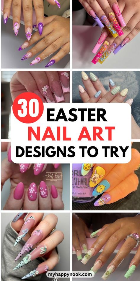 Easter Nail Ideas Elegant Easter Nails, Cute Easter Nails, Easter Nail Art Designs, Easter Nail, Easter Nail Designs, Easter Nail Art, Pink Acrylic, Easter Nails, Pink Acrylics