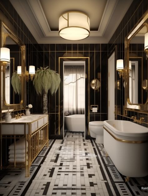 Modern Art Deco Interior, Art Deco Style Interior, Art Deco Living, Art Deco Ideas, Contemporary Art Deco, Art Deco Bedroom, Art Deco Bathroom, Art Deco Interior Design, Deco Bathroom