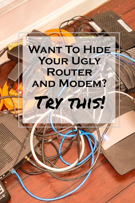 This way to hide your router is the BEST! I love the idea! Now I know what I'm going to do with the electronics in my home office. Definitely pinning! Hide Electrical Cords, Hide Router, Router Box, Hide Cable Box, Hide Cords, House To Home, Internet Router, Hidden Tv, Hide Cables