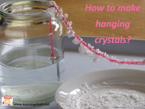 How to make Hanging Crystals? | learning 4 kids Crystals At Home, Make Crystals, How To Make Crystals, Science Activity, Easy Science Experiments, Kids Science, Science Activities For Kids, Crystals Healing, Hanging Crystals