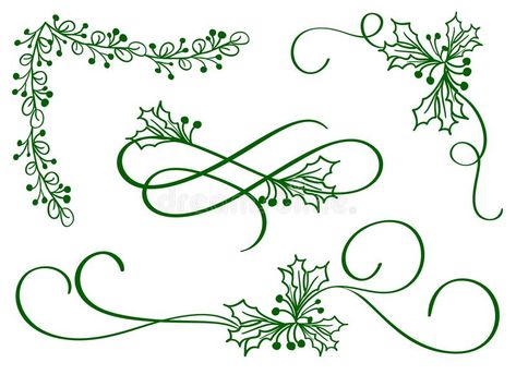 Calligraphy Merry Christmas, Calligraphy Borders, Holiday Calligraphy, Flourish Calligraphy, Calligraphy Doodles, Illustration Clip Art, Flourish Design, Christmas Calligraphy, Calligraphy Drawing