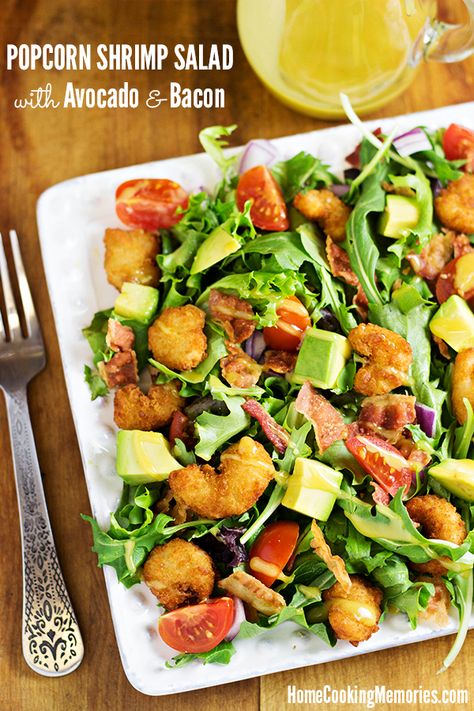 Shrimp Salad Healthy, Recipe With Avocado, Shrimp Salad Recipe, Easy Delicious Dinners, Shrimp Salad Recipes, Popcorn Shrimp, Salad With Avocado, Savory Salads, Spring Mix