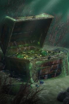 Sunken Treasure Aesthetic, Underwater Treasure Chest, Sand Environment, Underwater Treasure, Open My Heart, Sea Treasure, The Huntsman, Pirates Life, Pirate Treasure Chest