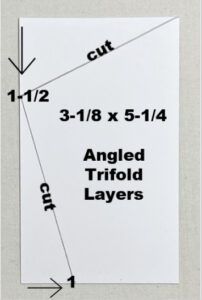 how to make an angled gatefold card Angled Tri Fold Card Tutorial, Angled Gatefold Card, Shaped Cards Handmade, Card Folding Techniques Tutorials How To Make, Angled Gatefold Card Template, Fancy Fold Cards Templates How To Make, Gatefold Cards Tutorials, Gate Fold Cards Template, Angled Gate Fold Card