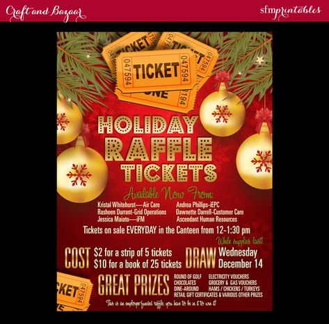 Christmas Raffle Tickets 50/50 Flyer Holiday Seasonal / Raffle Event Invitation Poster / Contest Drawing / Poster Gift Template Raffle Flyer, Christmas Raffle, Holiday Raffle, Fundraiser Raffle, Invitation Poster, Christmas Flyer, Free Flyer Templates, Happy Thanksgiving Quotes, Raffle Tickets