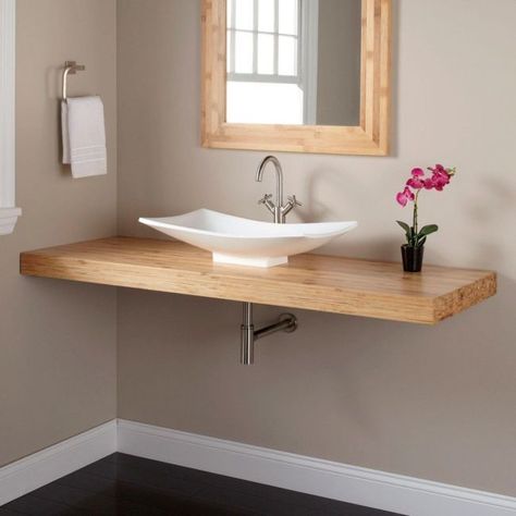 Floating Shelves For Bathroom, Vanity With Vessel Sink, Diy Trinkets, Shelves For Bathroom, Sink Bowl, Diy Bathroom Vanity, Best Bathroom Vanities, Floating Shelves Bathroom, Washbasin Design