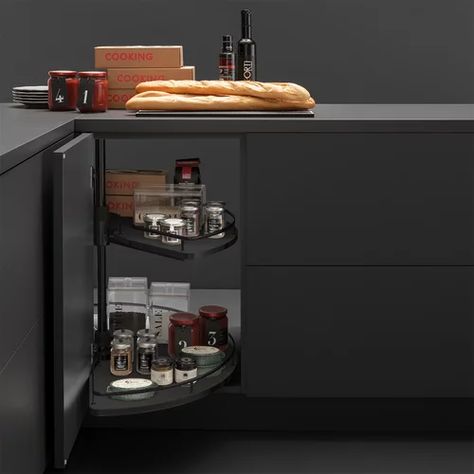 Corner Cabinet Hardware Corner Cabinet, Organizing Systems, Lazy Susan, Base Cabinets, Cabinet Hardware, The Space, Modern Kitchen Design, Kitchen Organization, Ground Floor