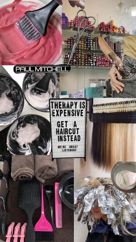 School Vision Board, Hairstylist Career, Hair Salon Business Plan, Beauty School Cosmetology, Hair Dye Techniques, Salon Business Plan, Hairstylist Branding, Hair Salon Marketing, Work Vision Board