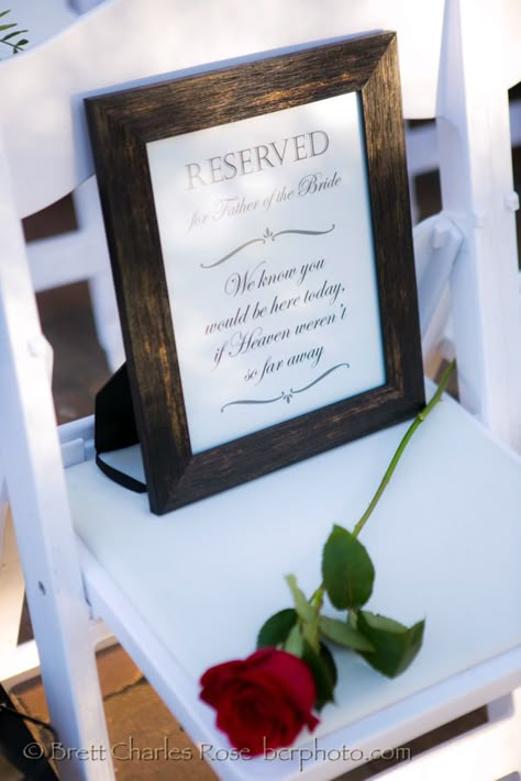 Wedding seats reserved for loved ones they lost. Wedding Ceremony Lost Loved Ones, Reserved Seats For Passed Loved Ones, Angel Seat At Wedding, Reserved For Loved Ones Wedding, Reserving Seats At Wedding, Lost Family Members Wedding, Grandparent Remembrance Wedding, Honor Lost Loved Ones At Wedding, Seats For Loved Ones At Wedding