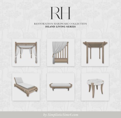 RH Collection ~ Island Living Series (July) | Patreon Poolside Cabana, Sims 4 Cc Makeup, Sims House Design, Gorgeous Interiors, Sims 4 Cc Furniture, Sims 4 Collections, Island Living, Sims 4 Build, Sims House