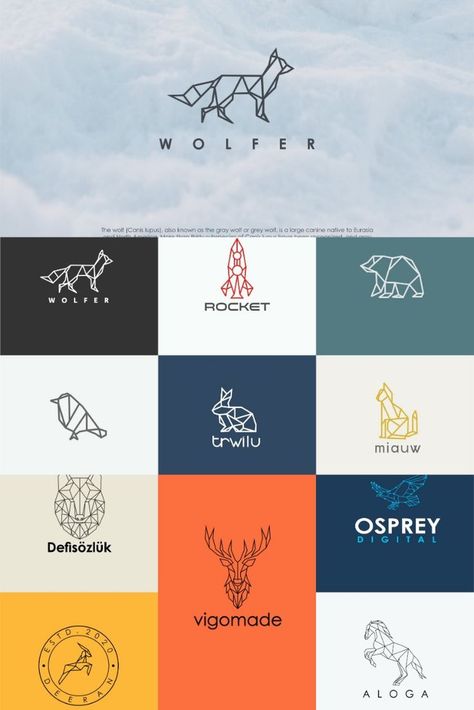 I will design modern minimalist geometric, polygonal, origami logo Polygon Logo, Origami Logo, Polygon Design, Grey Wolf, Design Modern, Logo Design Services, Modern Minimalist, Geometry, Origami